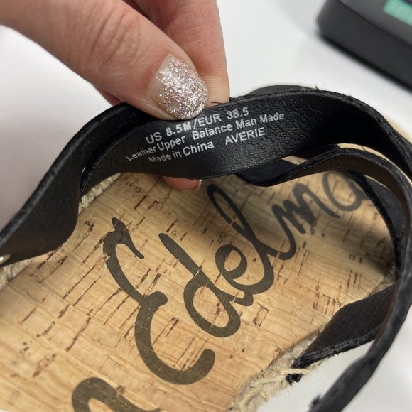 Sam Edelman Averie Espadrille Leather Slide Sandal‎ in Black Womens Size 8.5M - Picture 7 of 7